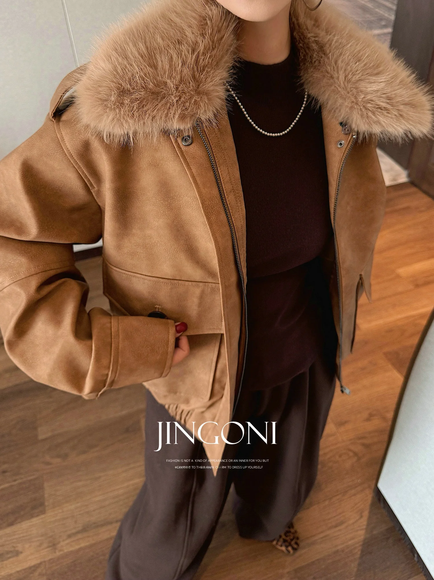 

Женская куртка JINGONI из искусственной кожи с меховым воротником, свободного кроя, в мотоциклетном стиле, новинка ранней весны, высокое качество