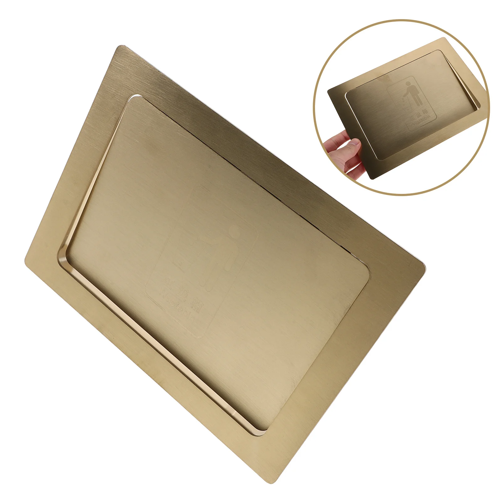 

Side Opening Stainless Steel Garbage Can Lid 9.24x6.76x1.18 Embedded Countertop Bin Cover for Kitchen Office Bathroom Built-in