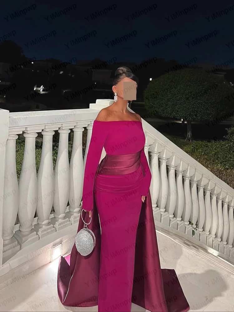 Элегантные вечерние платья Гала с открытыми плечами и длинными рукавами Платье русалки для выпускного вечера со шлейфом Вечернее свадебное платье для гостей по индивидуальному заказу