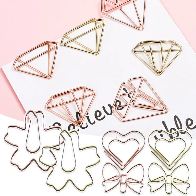 50Pcs/Set Mini Binder Clip Metal Paper Clips Hearts Bookmark Binding Note Decor Patchwork Clip Office Binding Supplies