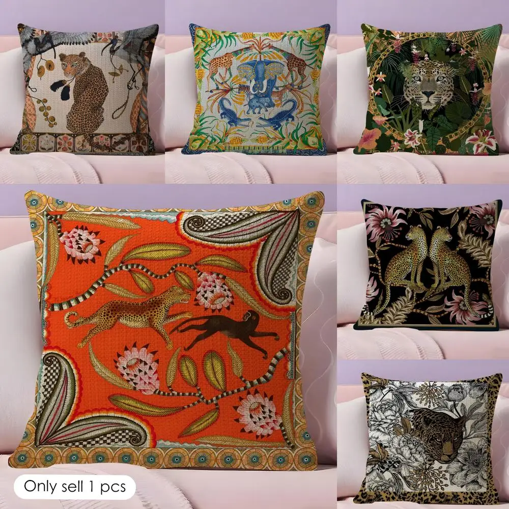 Fashion Animals Cushion Cover Natural Linen Pillow Case Double-Sided Print Decorative Sofa Pillowcase Home Decor Gift