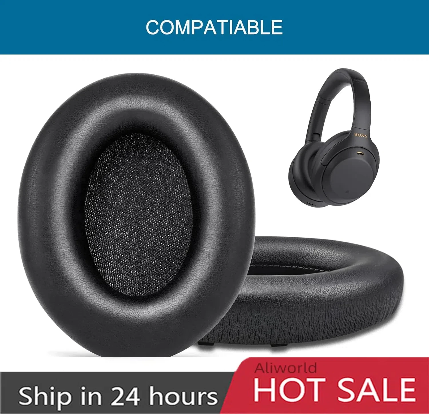 Almohadillas Extra gruesas para auriculares Sony WH1000XM4, almohadillas para los oídos sony 1000xm4, cojines suaves de cuero PU, almohadilla de espuma viscoelástica con aislamiento de ruido