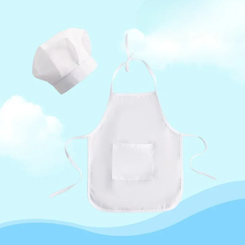 New kids photography costume little chef show clothes apron baby photo photo white chef hat costume set view 4