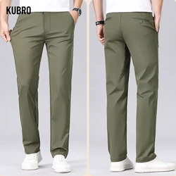 KUBRO 2024 primavera hombres nueva moda negocios Casual traje pantalones masculino elegante ajustado elástico recto pantalones de oficina de talla grande 30-40