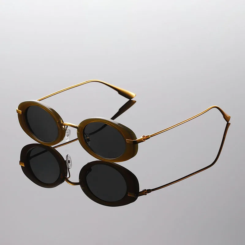 KAMMPT Modne Retro Metalowe Okrągłe Odcienie Damskie Stylowe Okulary Przeciwsłoneczne Anty UV Wielokolorowe Wakacyjne Okulary Plażowe — zdjęcie 5