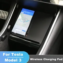 For Tesla Model 3 2017-2020 QI Wireless Charger 10W Fast Dual Phone Charging Holder Plate Center Console Interior Accessories