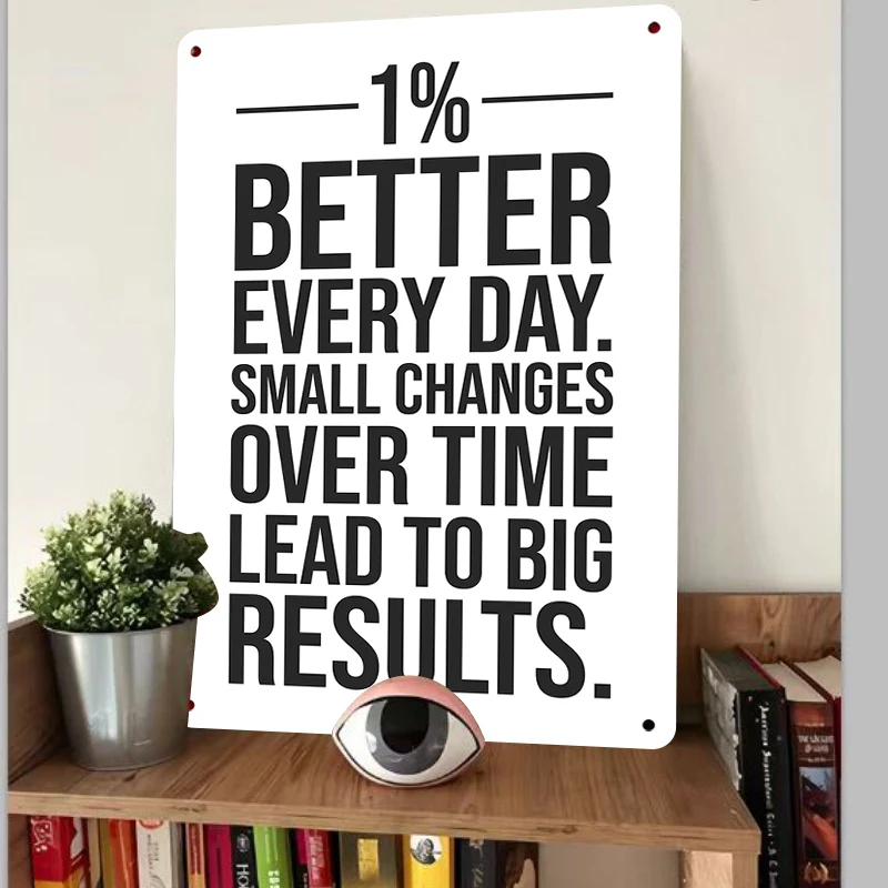 1% Better Every Day Motivational Metal Wall Art Inspirational Quote Decor for Office Gym Home Decorations