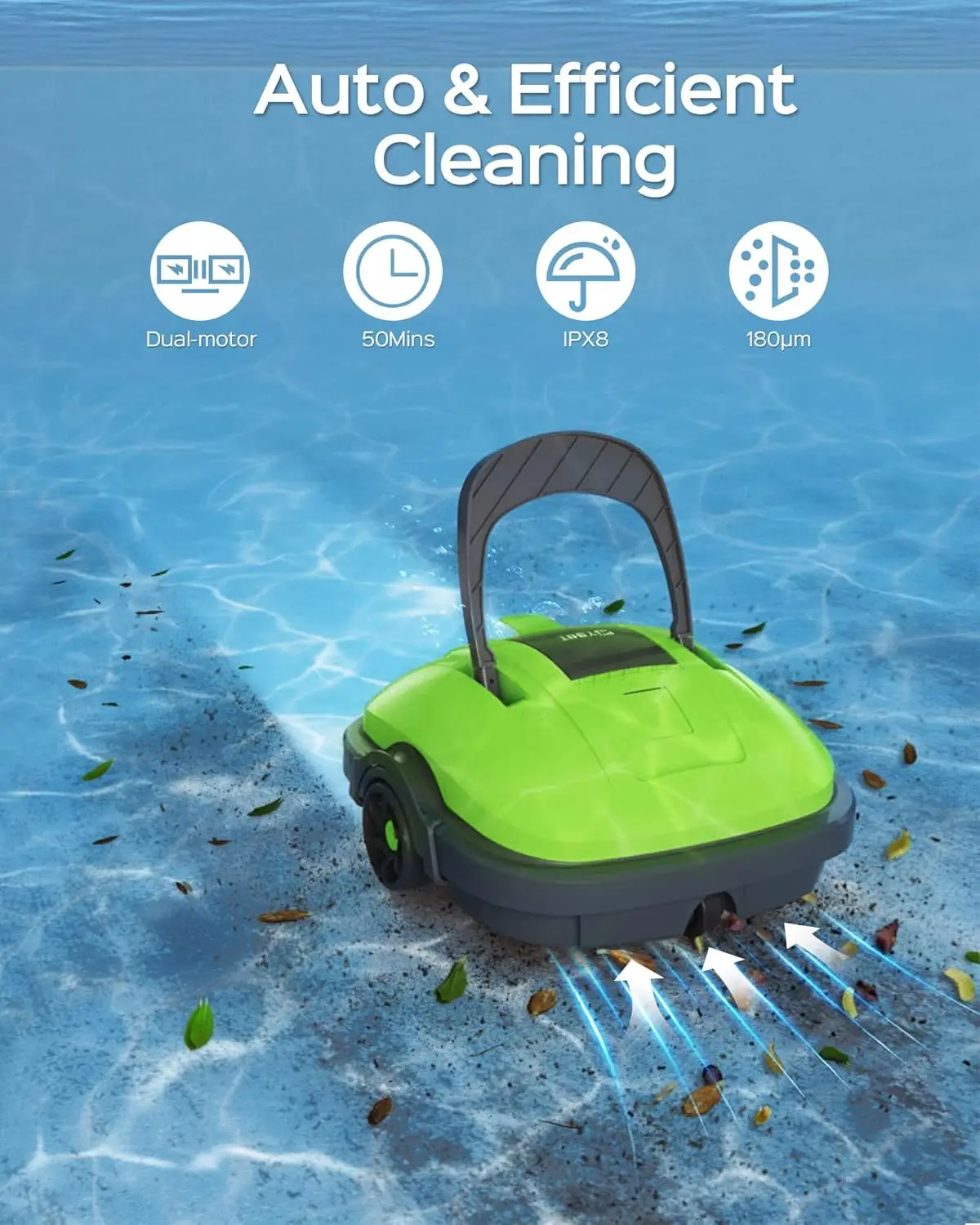 Cordless Robotic Pool Cleaner, Automatic Vacuum, Powerful Suction Pool Vacuum for Above/In Ground Flat  Up to 538