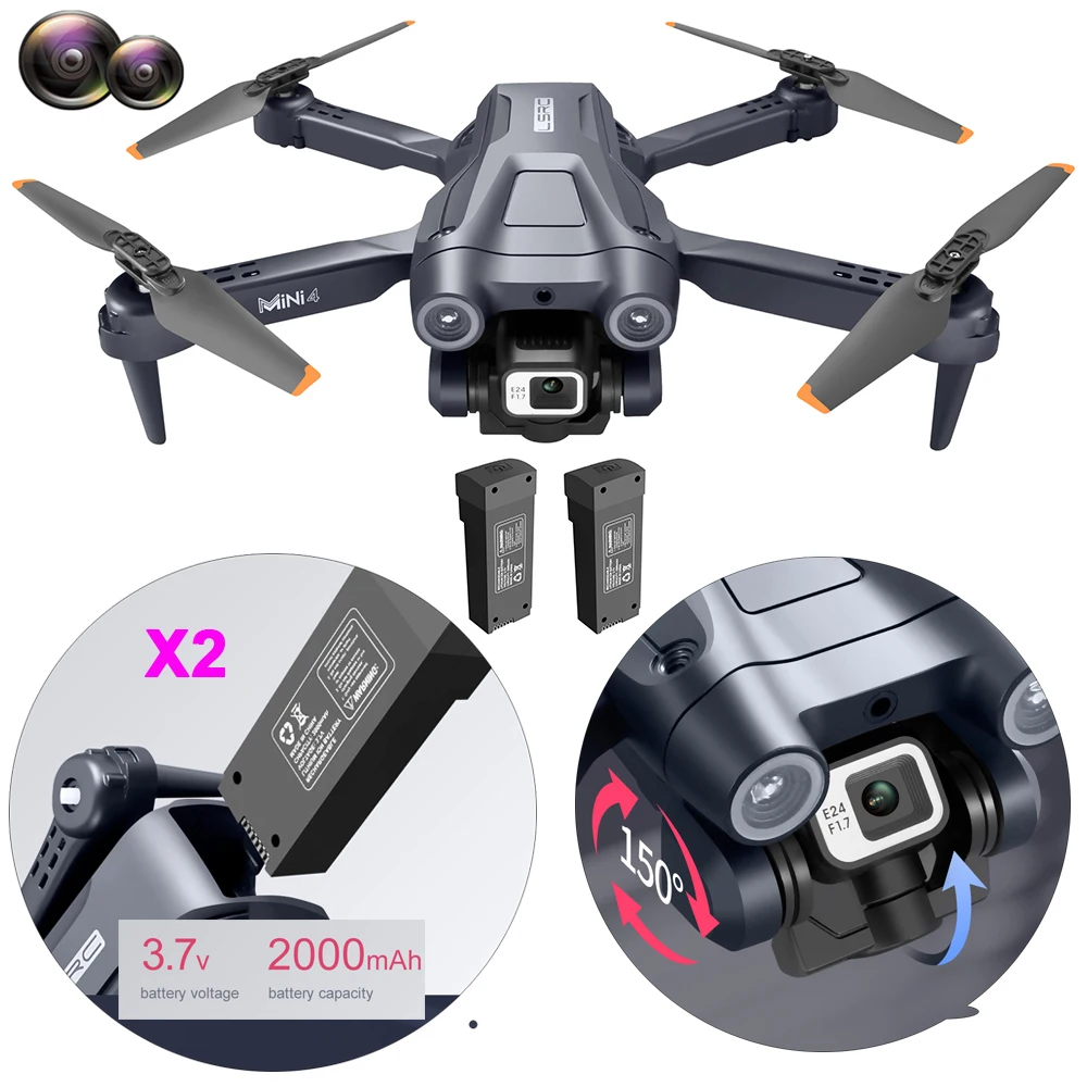 

2Battery Folding Mini RC Drone with 4K Dual Camera Fourth Generation Three-Sided Obstacle Avoidance 18Mins Hover for Beginners