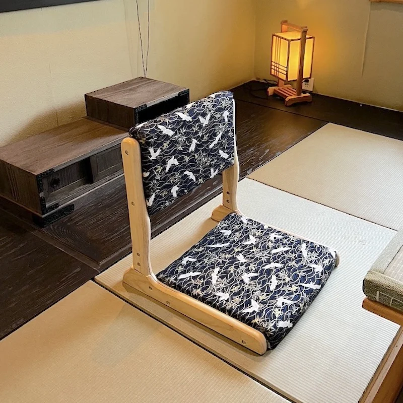 Silla de suelo plegable para meditación, mueble Tatami de estilo japonés portátil con soporte trasero, sin piernas, Zaisu, para ventana de Bahía