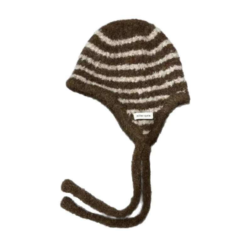 Retro-Streifenmuster, Ohrenschutz, Fliegermützen für Herbst und Winter, Nischenartikel, warme und flauschige Strickmütze für Damen, Beanie-Mützen. – Detail 6