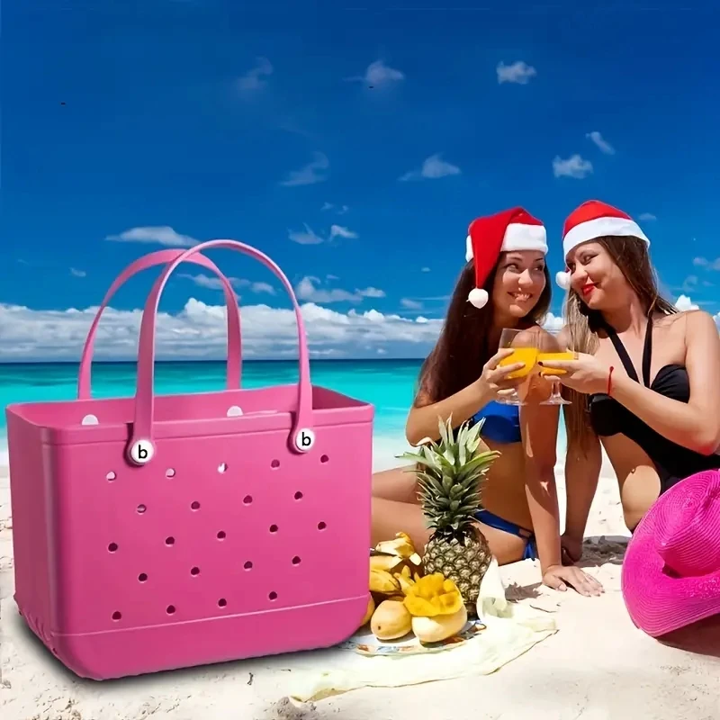 Solid Color Waterproof Beach Bag Portable Handbag For Outdoor Sports Portable Travel  Boat Swimming Pool School Sports Tote Bag