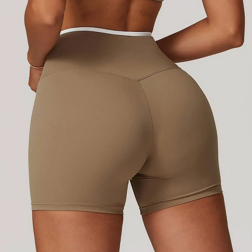 Pantaloncini da yoga da donna Pantaloncini da allenamento a vita alta Pantaloncini da fitness per il sollevamento del sedere Nuovi collant in vita a forma di V Leggings da palestra Pantaloni corti da corsa