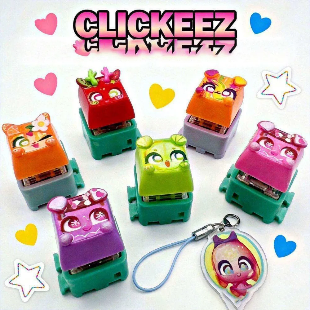 Clickeez Fidget Keycap Schlüsselanhänger mit LED-Beleuchtung, mechanischer Tastaturschalter, Stressabbau-Spielzeug, Blindbox, Sammlerstück, Rucksack-Anhänger – Detail 6
