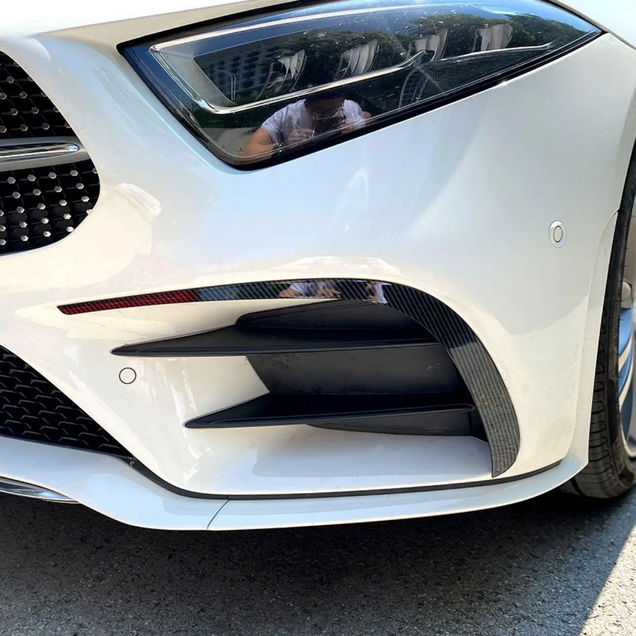 

For Mercedes Benz CLS C257 AMG Front Bumper Spoiler Splitter Fog Light Grille Trim Body Kit 300 300d 350d 400 2018-2023+ Tuning