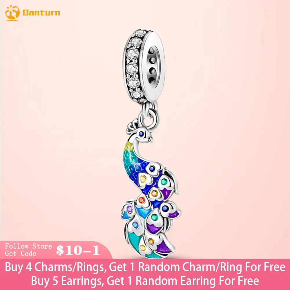 

Danturn 925 Sterling Silver Beads Peacock Dangle Charm fit Original Pandora Bracelets Fashion Women Jewelry