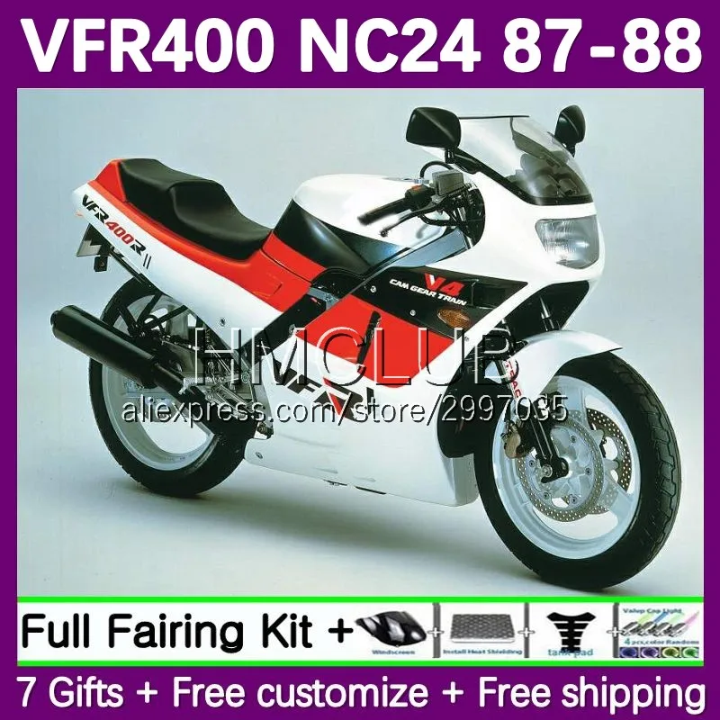 Fairings For HONDA VFR400 R V4 NC24 VFR400RR VFR400R 1987 1988 41No.34 white stock RVF400R RVF VFR 400 R RR 400R CC 87 88 Body