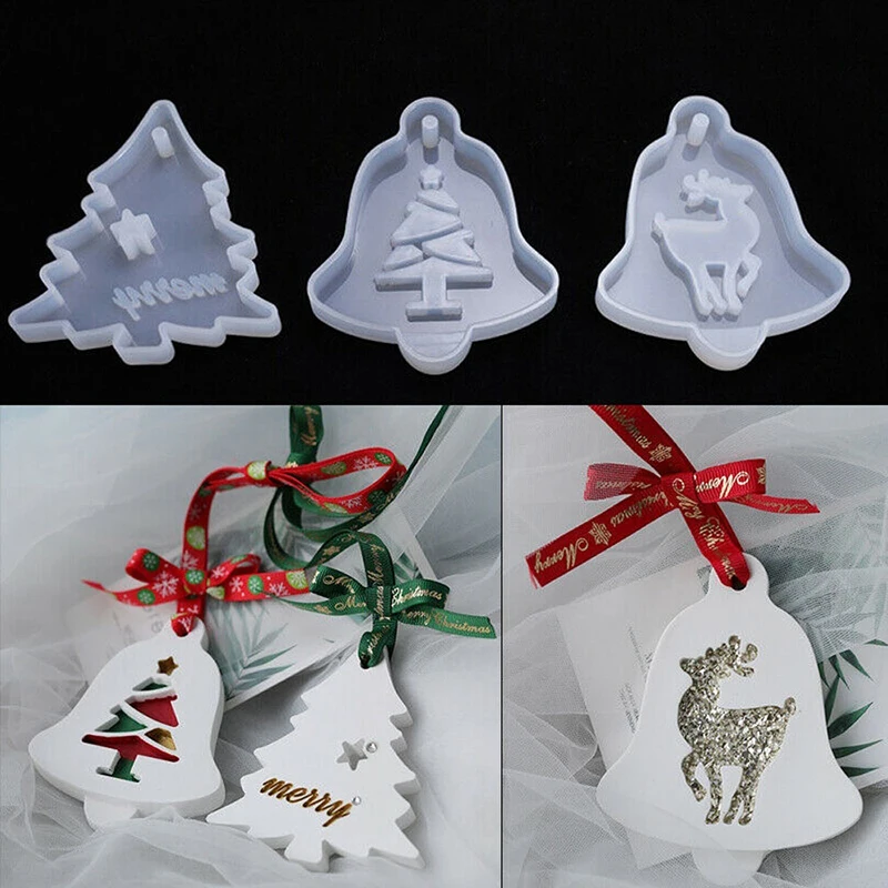 Christmas Pendant Resin Mold Snowflake Christmas Tree Epoxy Silicone Mould For DIY Jewelry Making Christmas Tree Decorate Crafts