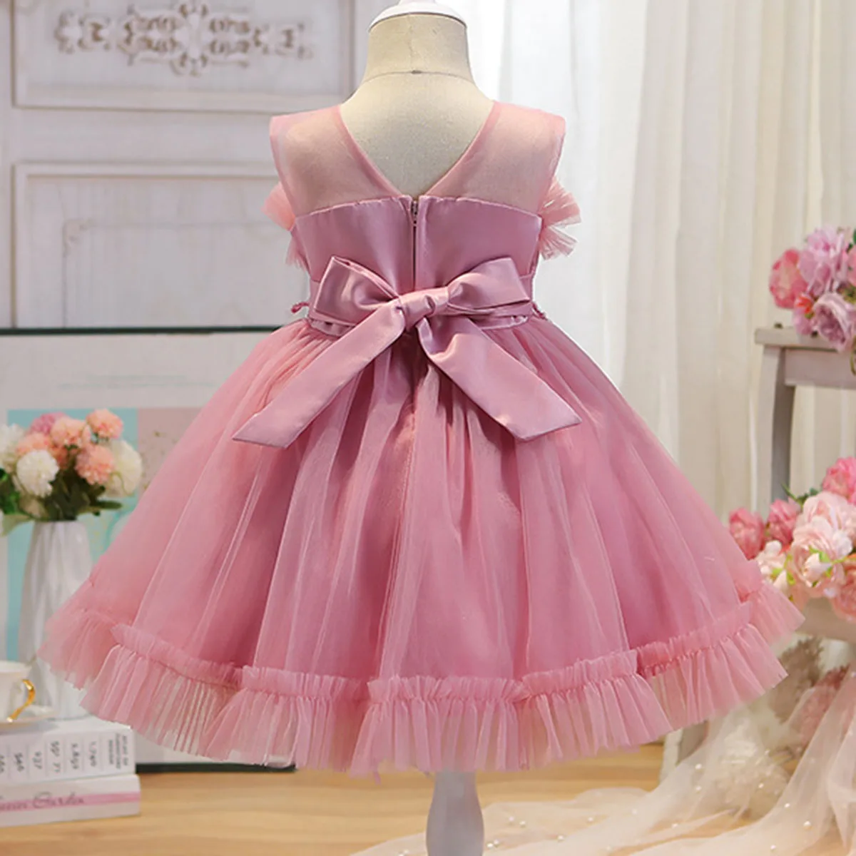 2024 New Baby Toddler Little Girl Pearls Crystal Birthday Party Formal Pageant Dance Party Gown