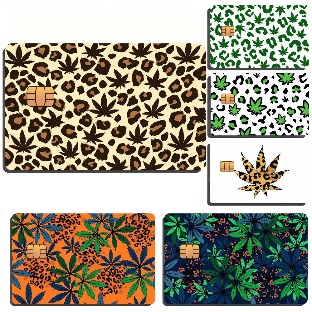 Leopard Print Weed Waterproof Skin Sticker Bank Bus Metro Access Card Protective Film Card Sticker Girl Gift
