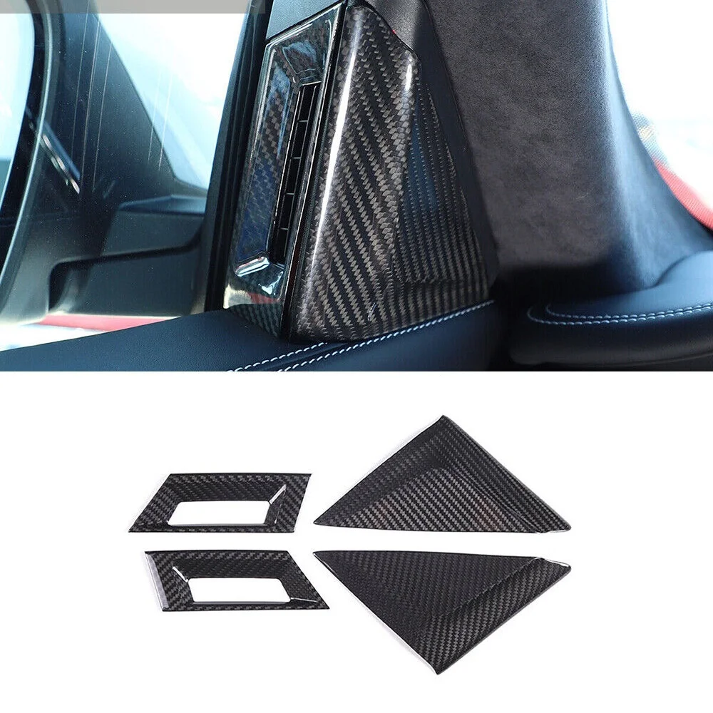 

Dry Carbon Fiber Car Interior Triangle A-Pillar Speaker Cover Trim Fit For Maserati Ghibli 2014-2022