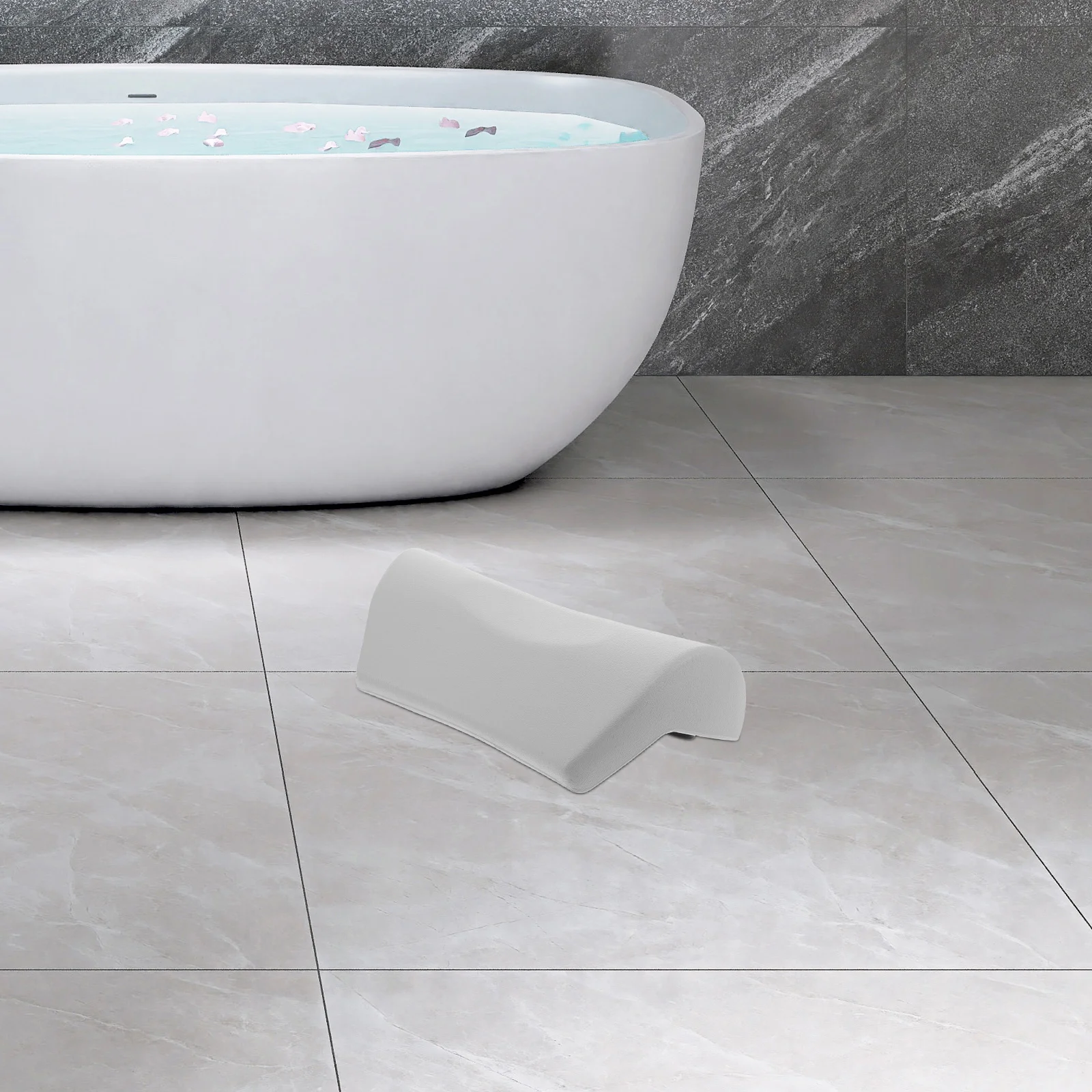 

Bathtub Pillow Soft PU Waterproof Spa Headrest Bath Tub Neck Back Support Non-Slip Suction Cup Cushion Pillow Bathtub Headrest