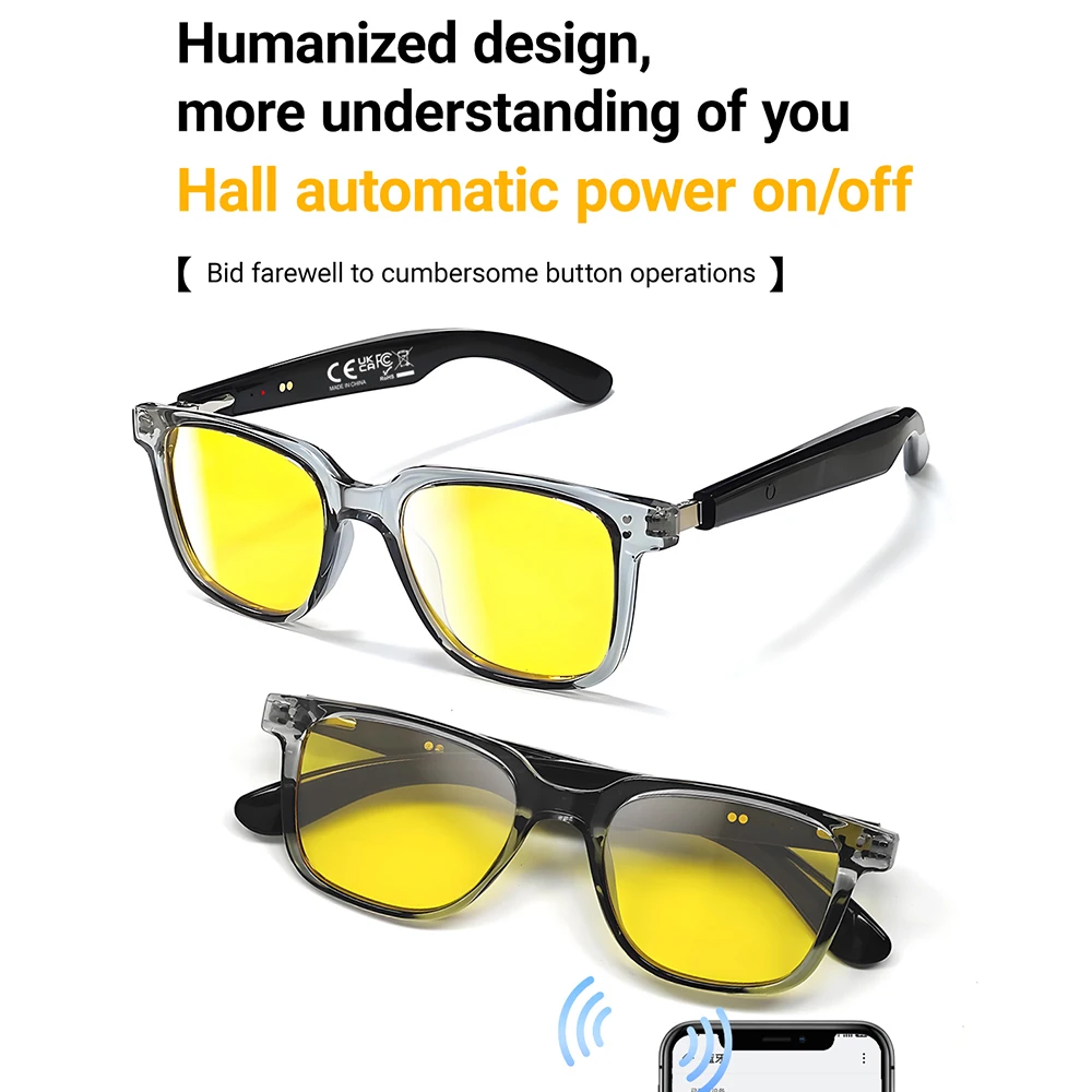 Smart Glasses AI translation 100+ Languages Make Receive Calls Music Calling Noise Reduction Light BT TWS Glasses Men Women
