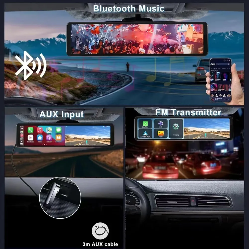 سيارة مرآة الرؤية الخلفية وسيارة لاسلكية اللعب Anriod Anto DVR كاميرا Andriod واي فاي بلوتوث كامل HD 1080P DVR مسجل وقوف السيارات #6