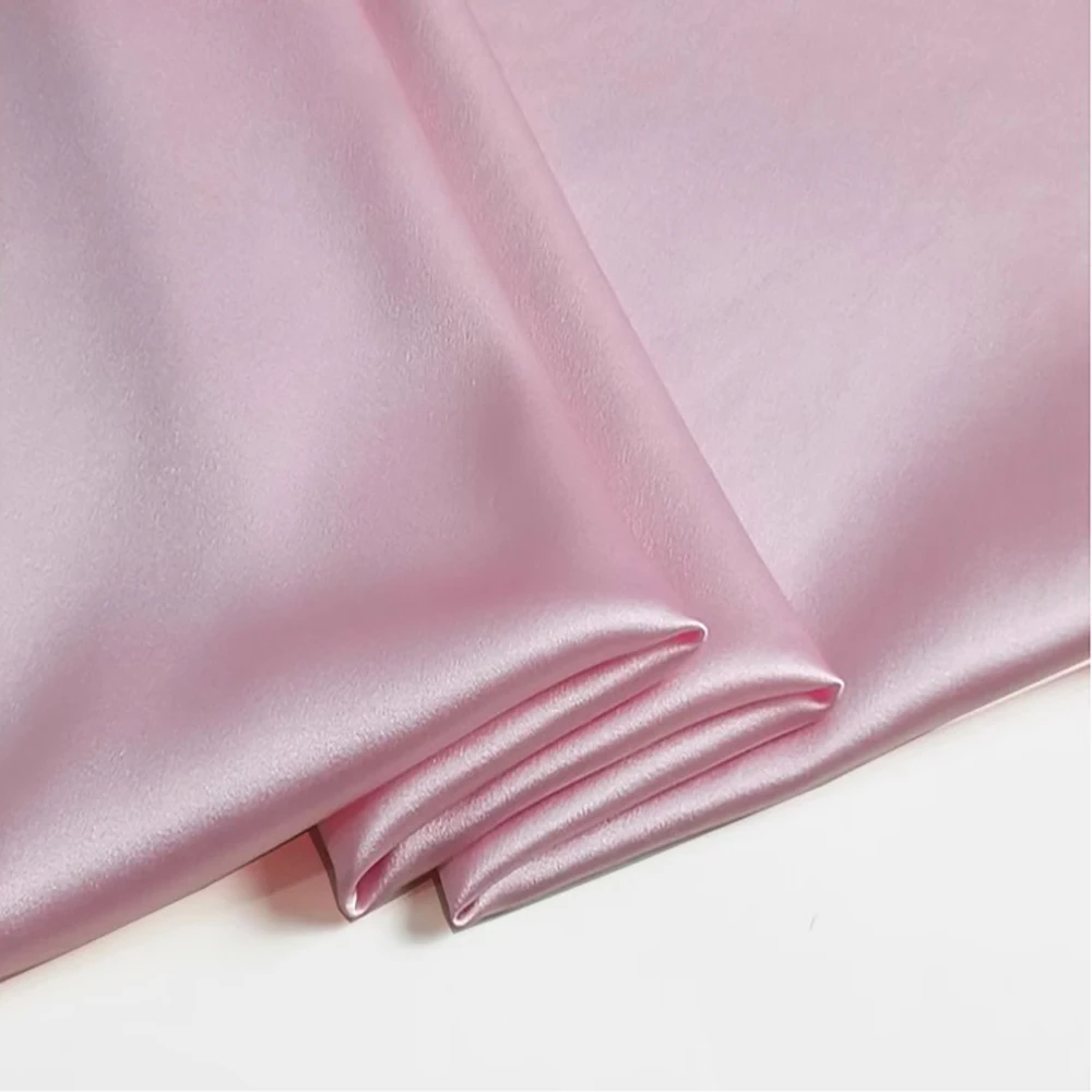 Natural Silk Stretch Satin140cm width 19momme Lycra Silk Fabric Shirt Evening Dress Sewing Material Pink