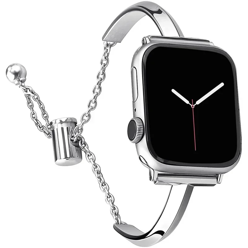 Luksusowy pasek do zegarka Apple Watch Series 8 7 41 45mm 6 Se 5 4 Damska bransoletka ze stali diamentowej IWatch Ultra 49mm 44 40 42 38MM Pasek