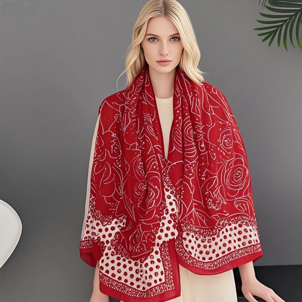 

Женский шарф с принтом кешью 180x90 см, осенне-зимний хлопковый льняной шарф в стиле ретро, универсальная защита от солнца и теплая шаль