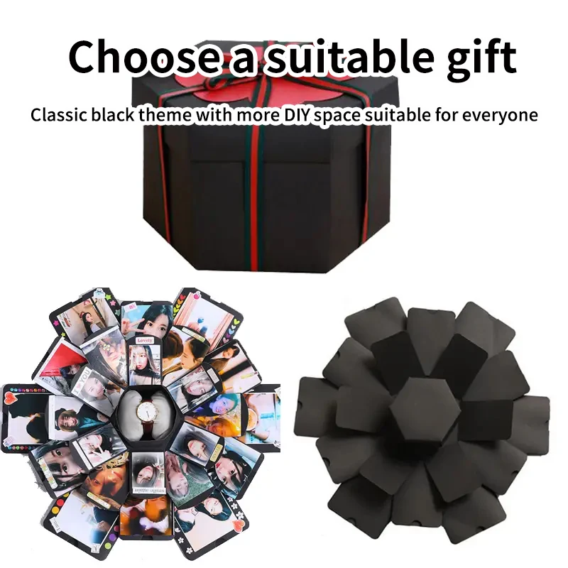 Hexagonal Surprise Blast Gift Box diy Handmade Album Birthday Valentine\'s Day Wedding Proposal Gift Memorial Album