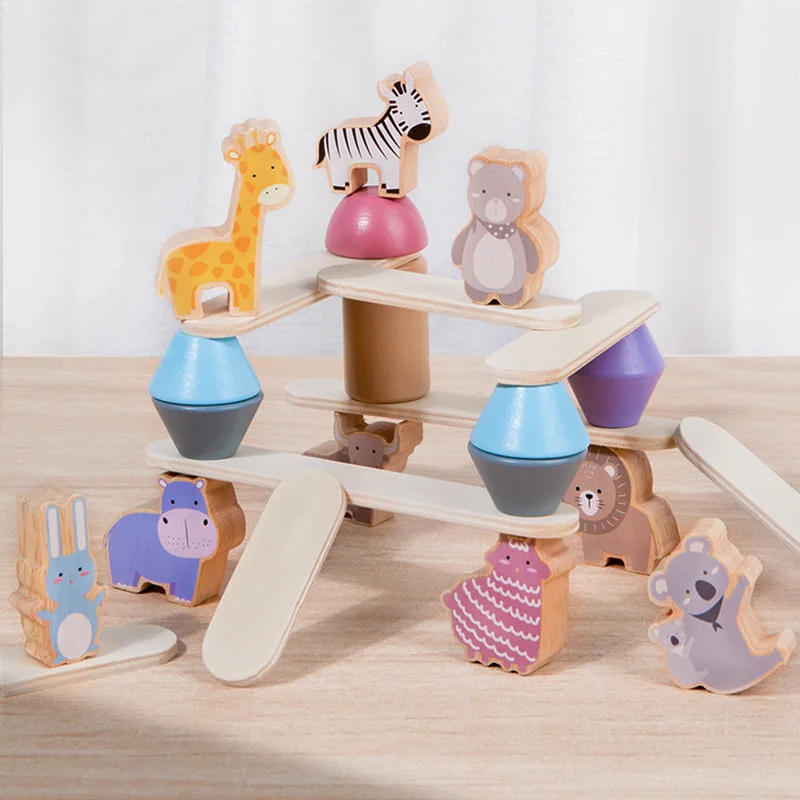 Wholesale Of Baby Cute Animal Stacked Balanced Building Block Toys By Manufacturers Children'S Wooden Stacked Early Childhood Ed