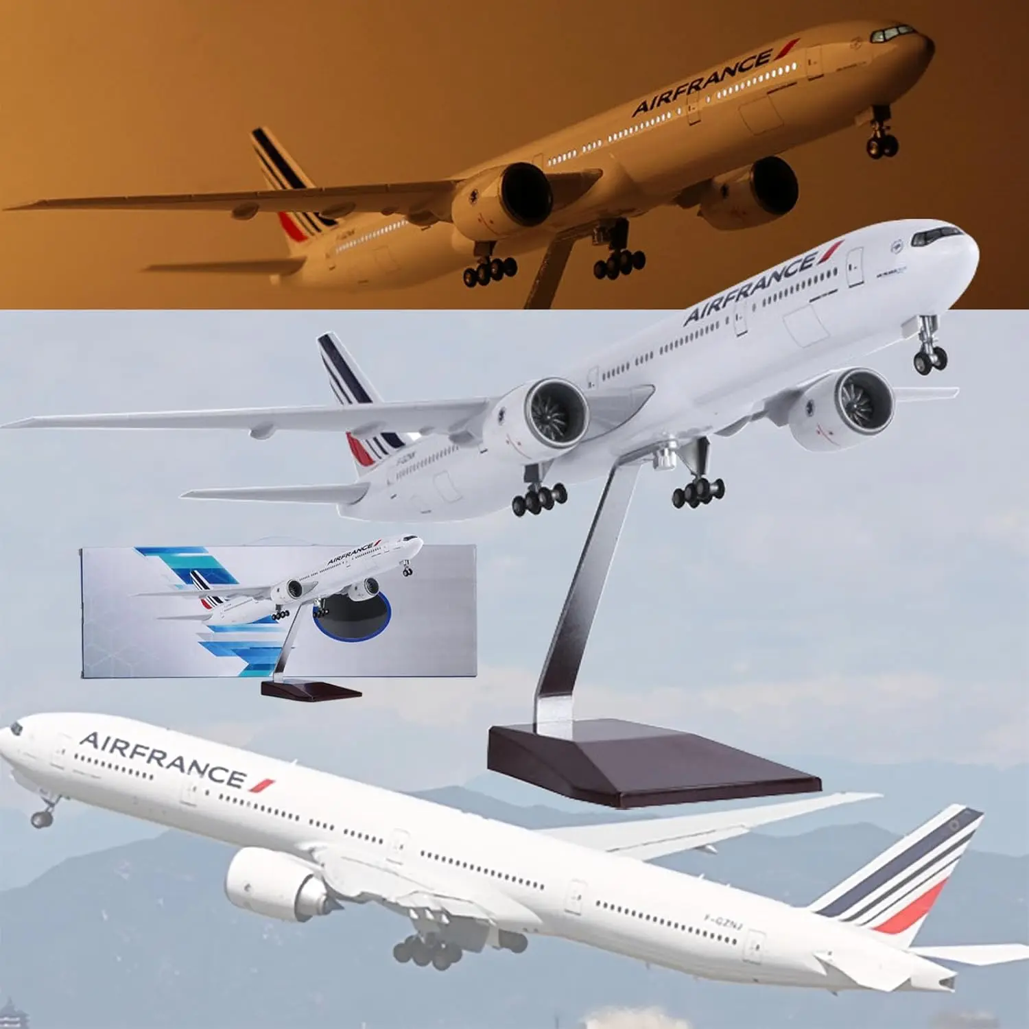 

1/150 Scale France B777 Diecast Resin Airplane Mode Toy Kit with Stand＆Wheel for Adults Collection and Displays or Toy Gift