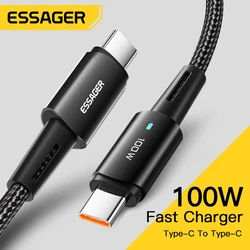 Essager-USB C 케이블 100W PD QC 4.0 3.0 맥북 프로 삼성 샤오미 충전용 USB c타입 케이블, 고속 충전 케이블