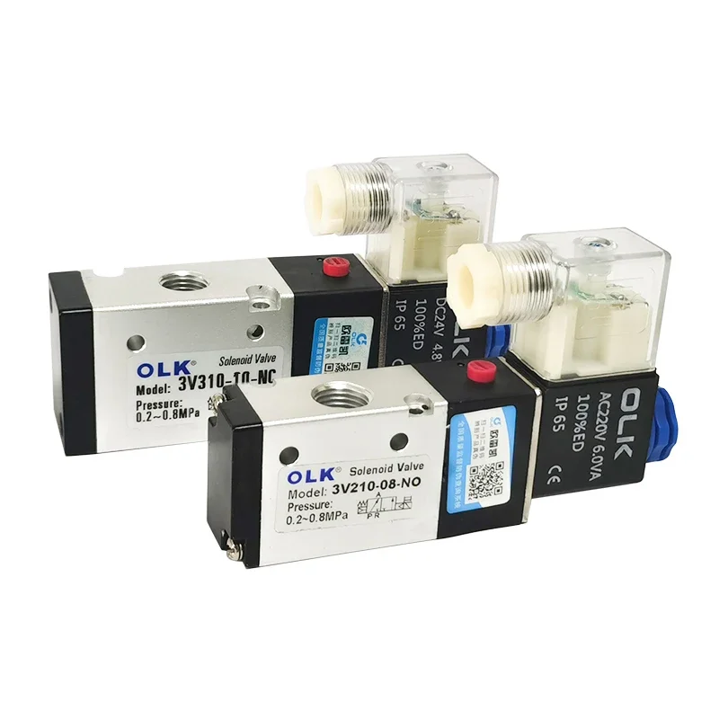 Pneumatic Solenoid Valve 24v 3V210-08 3V210-08-NO 3V310-10-NC 3V310-10-NO 3 Way Normally Open Close Air Valves