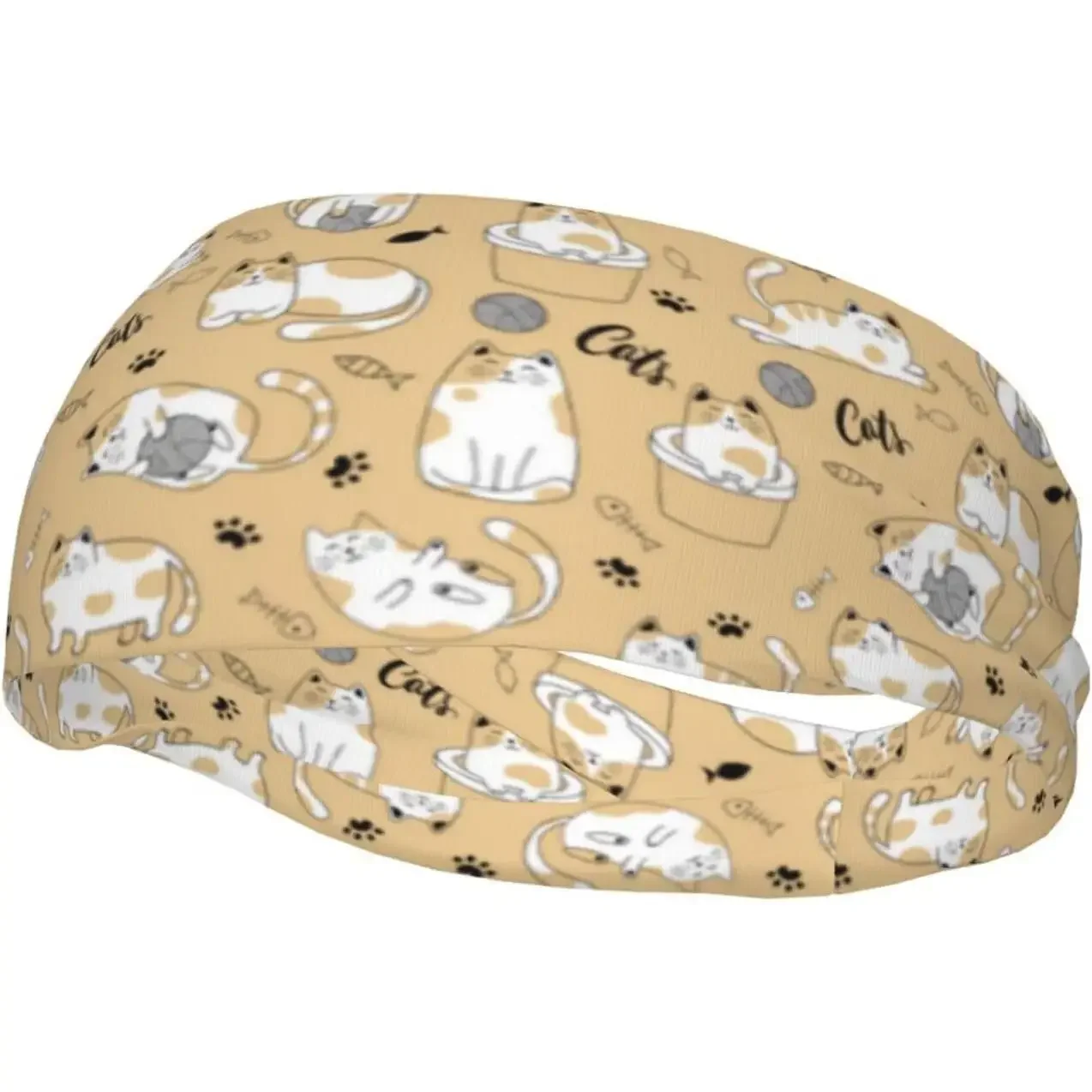 Cats Pattern Print Headbands Non Slip Sweatband Fashion Summer Hair Bands for Tennis Basketball Running Gym Working Out