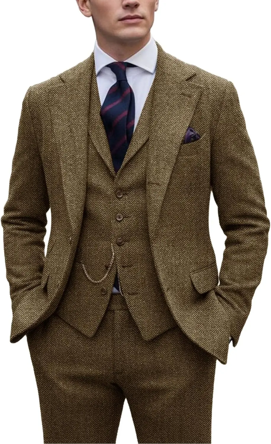 

3 Piece Suit Men Two Button Groom Tuxedos Set Blazer Jacket Vest Pants for Wedding