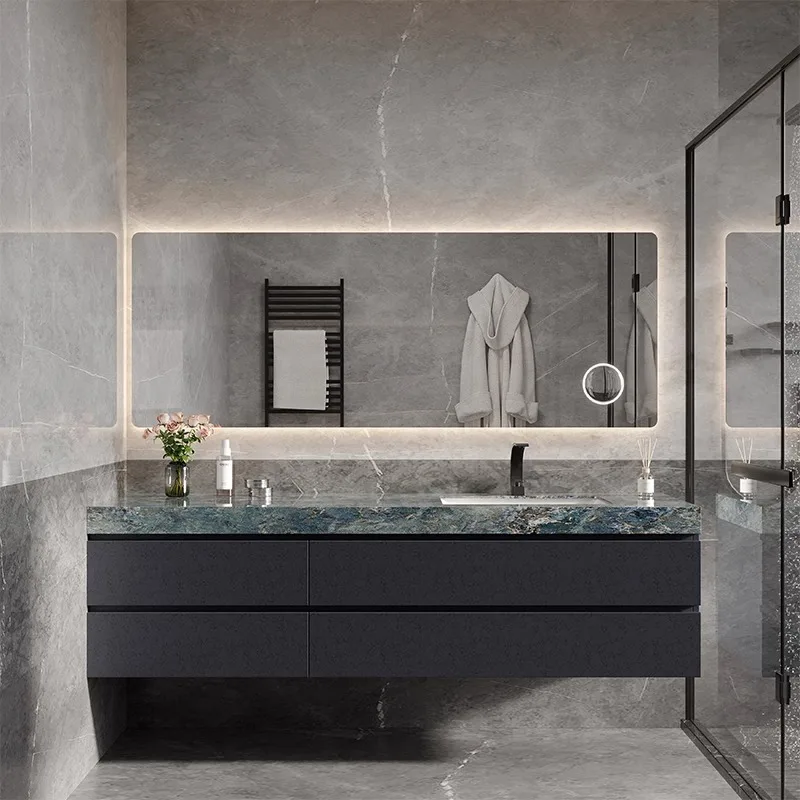 Accessible luxury slate ceramic seamless basin washbasin combination modern bathroom washbasin bathroom cabinet