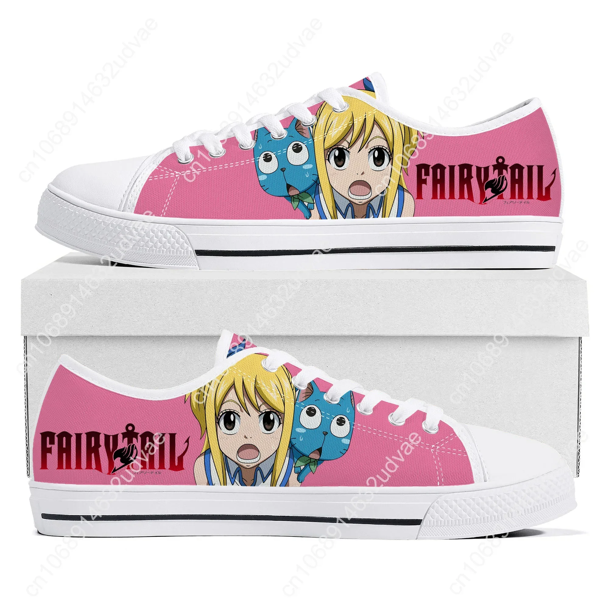 Lucy Heartfilia F-Fairy T-Tail Low Top Sneakers High Quality Mens Womens Teenager Canvas Sneaker Couple Shoes Custom White Shoe