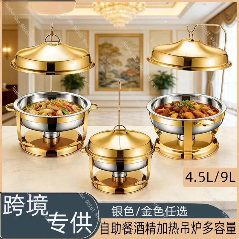 Stainless Steel Food Warmer Buffet Stove Alcohol Heating Pot Hotel Catering Equipment