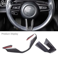 For Porsche 911 992 2019-2023 Real Carbon Fiber Car Steering Wheel Button & Steering Wheel U-shaped Stickers Decorative Part