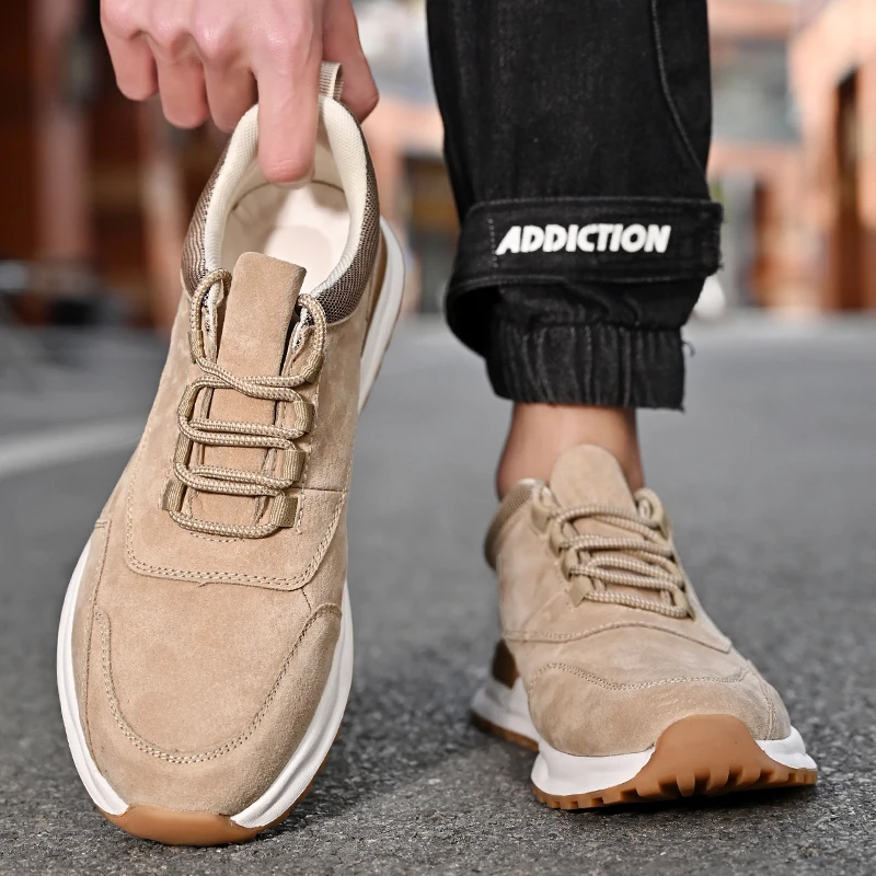 

Casual Leather Men's Sneakers Low-top Casual Shoes Vintage Style All-match Sports Shoes Comfort Male Treking Footwear Trainers