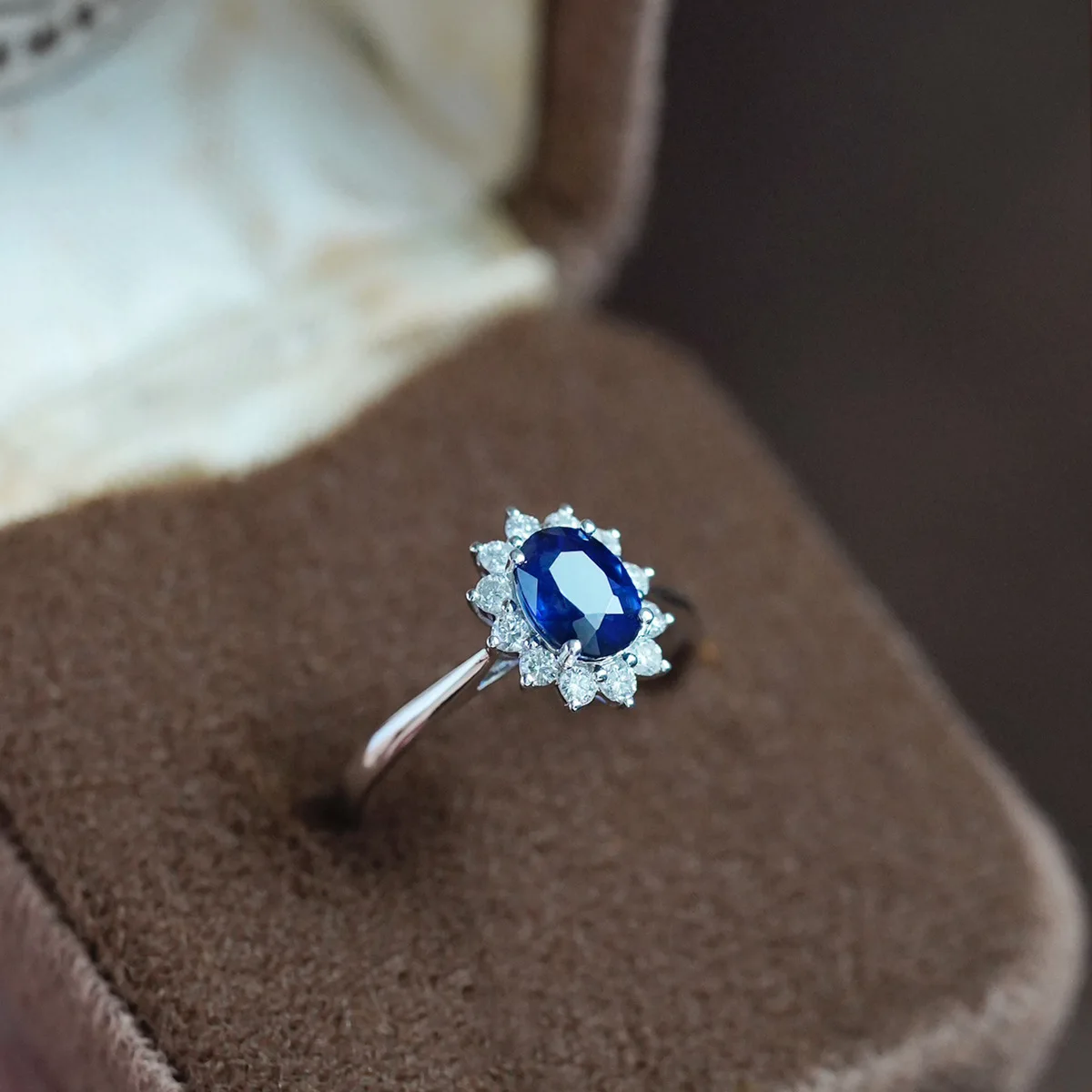 LYEE CYEE 925 Sterling Silver Blue Moissanite sunflower Ring colorful Jewelry Women's Engagement Wedding Ring Valentine's Day Gift Birthday Party Gift