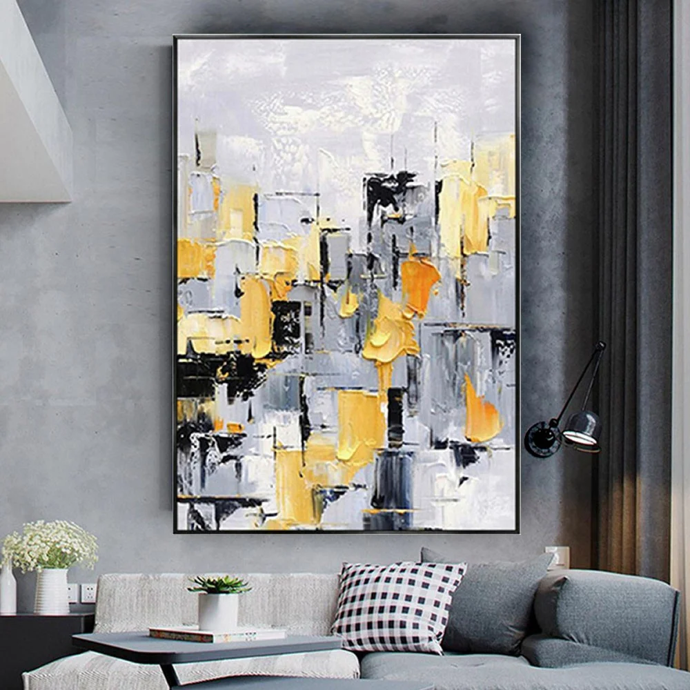 

100% Hand-Painted Abstract Oil Art Handmade Modern Urban Canvas Paintings Decor Living Room Large Wall Flip Chart For Home Porch