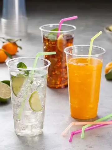 1000-100Counts Neon Colored Flexible Plastic Drinking Straws Disposable Straw 8.2'' inches Tall Assorted Colors