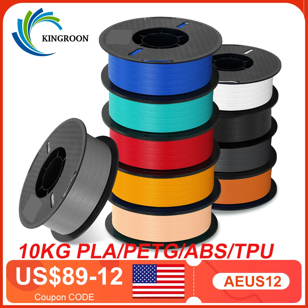 22LBS TPU ABS PETG PLA filament 3D Printer Filament 10 Rolls 1KG 1.75MM Odorless Eco-Friendly Good Toughness Mix Color Wholesale