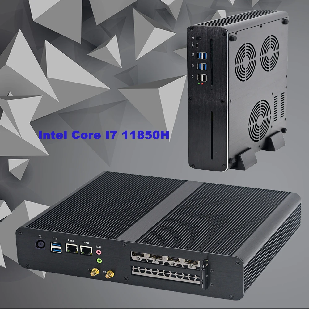 Mini PC HUNSN 8K, computer da gioco, BM33, grafico RTX4060 8G, 2xLAN, Windows 11/Linux Ubuntu, Core I7 11850H,Wi-Fi6,3DP,Type-C,BT5.2,HD