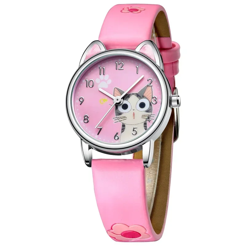 Cute Cheese Cat Pattern Kids Watches Girls Quartz Analog Child Watches For Women Student Clock Gift Relogio Feminino 2022 New