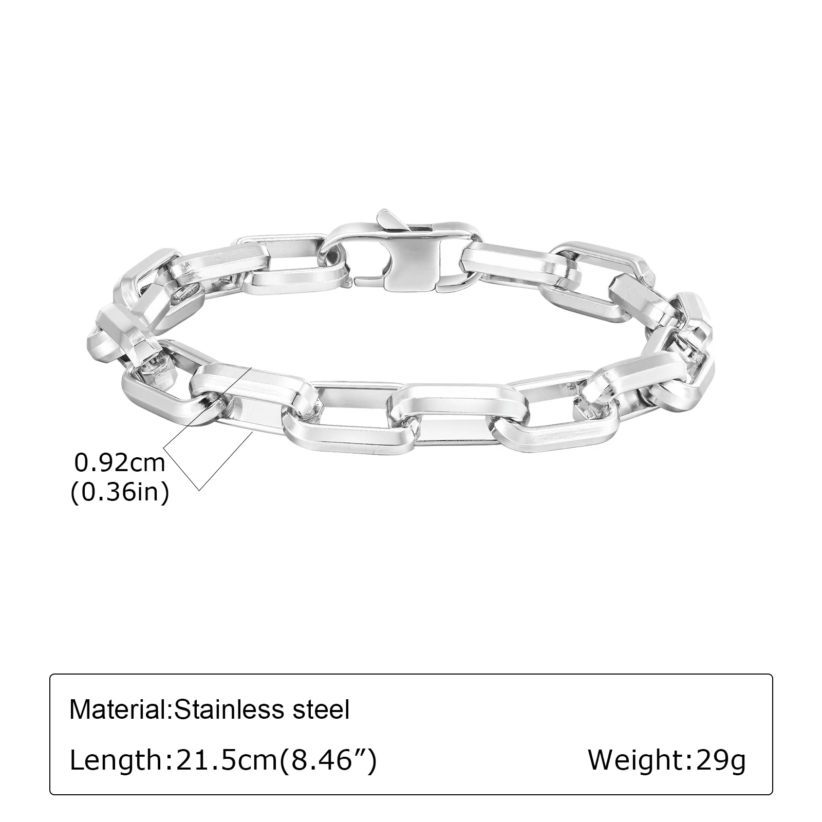 Punk Silberfarbene Herren-Kettenarmbänder, Hip-Hop Edelstahl Geflochtenes Gliederarmband, Klassischer Metallschmuck Geschenk für Ihn Papa